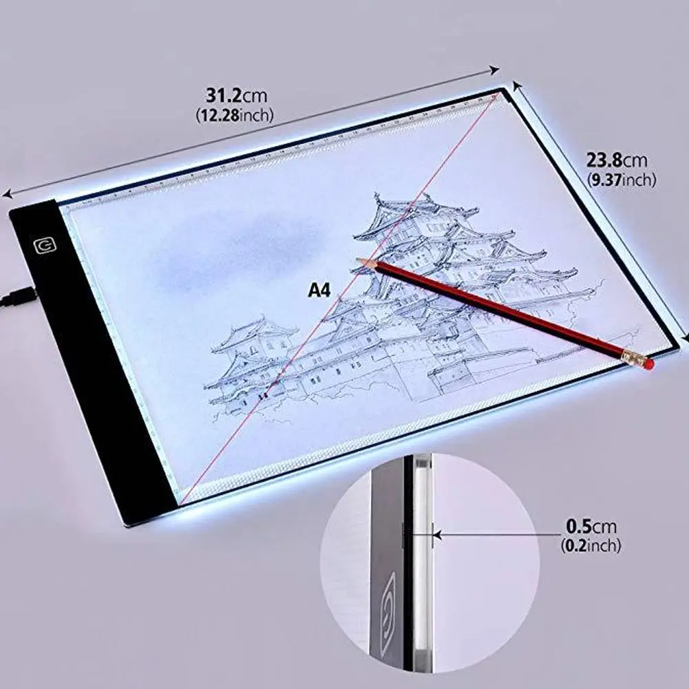 

A4 LED Light Pad Dimmable Tracing Light Board Detachable Stand Clips for Diamond Painting SLC88