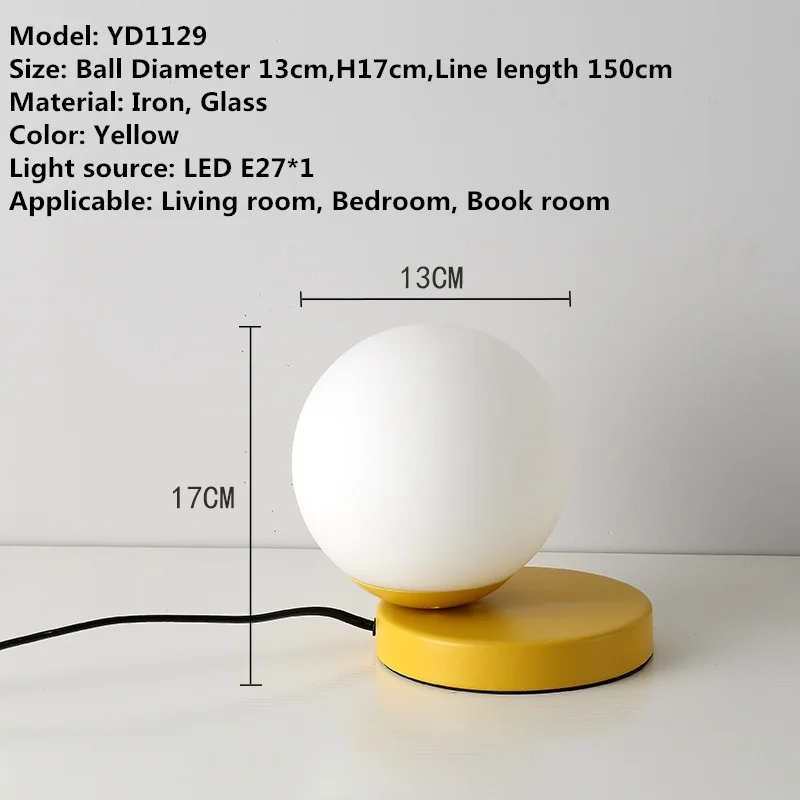 Нордическая настольная лампа простое современное освещение для спальной для прикроватной учебы светодиодное освещение декоративные настольные лампы - Цвет абажура: Цвет: желтый