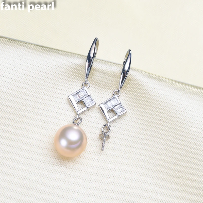 

FANTI Real Natural freshwater pearl earring s925 sterling silver ear stud for women Natural pearl jewelry earring 7-9mm