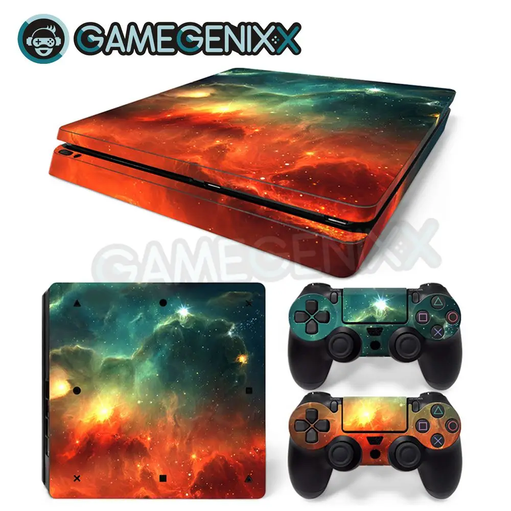 Наклейка на кожу GAMEGENIXX Виниловая наклейка для PS4 Slim Console и 2 контроллера-Galaxy