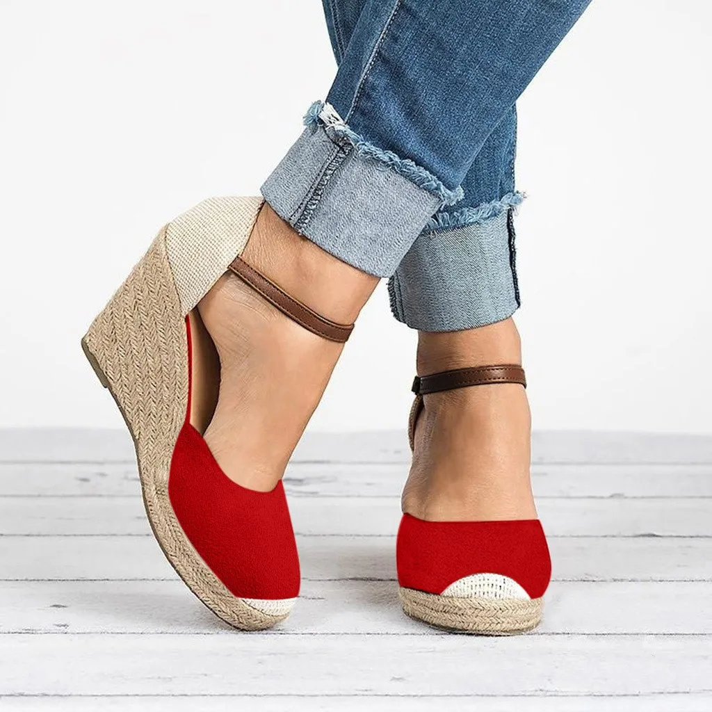 

Women Sandals 2019 Flock Wedges Summer Shoes Platform Sandals Women Large Size Casual Sandals Women Sandalias