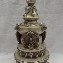 Bi002327 1" Тибет Серебряные Тоуп Буддизм Благоприятный Smybol Шакьямуни Ступа Пагода