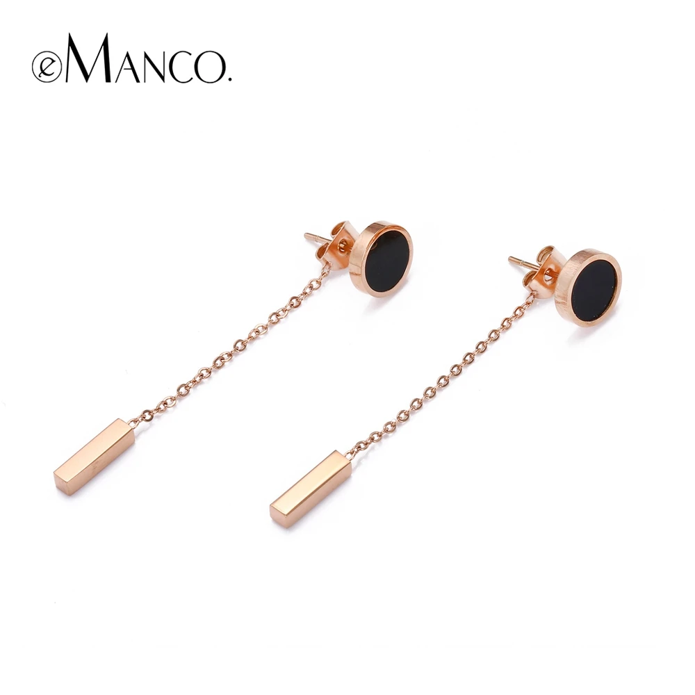 eManco Acrylic Dangle Earrings for Women Long Chain Luxury Design Top Stainless Steel Drop Earrings With Cute Pendants