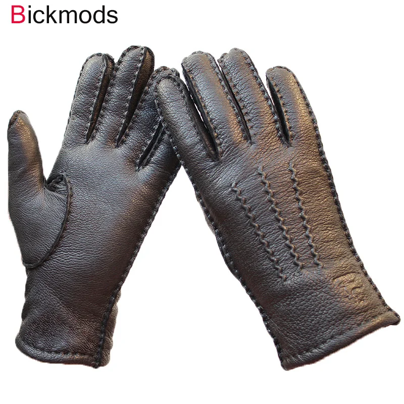 Lupine перчатки женские тонкие шерстяные подкладка ручной работы Осенние Теплые уличные путешествия черные женские водительские кожаные