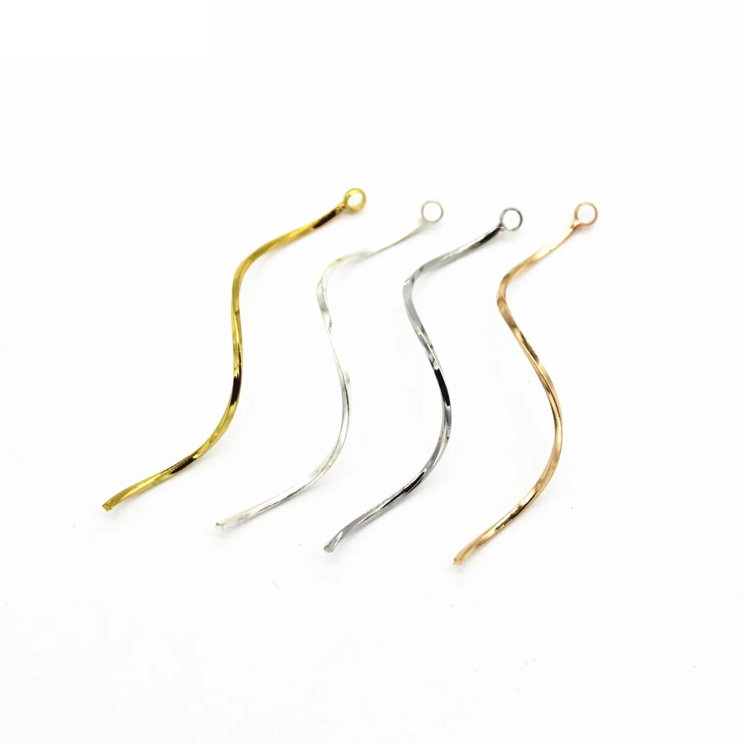 

50 PCS 1*50mm Metal Copper Gold Silver 7 Colors Plated Curvy Long Pendant Connectors DIY Earrings Jewelry Accessories