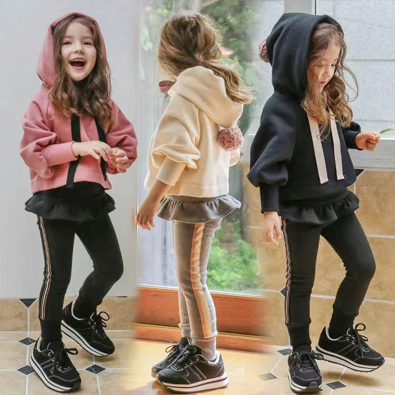 

Autumn Winter New Girls Fashion Thick Hoodies Pullover Long Sleeve Costume Cute Children Clothes Kids Sweater Vetement Clothes
