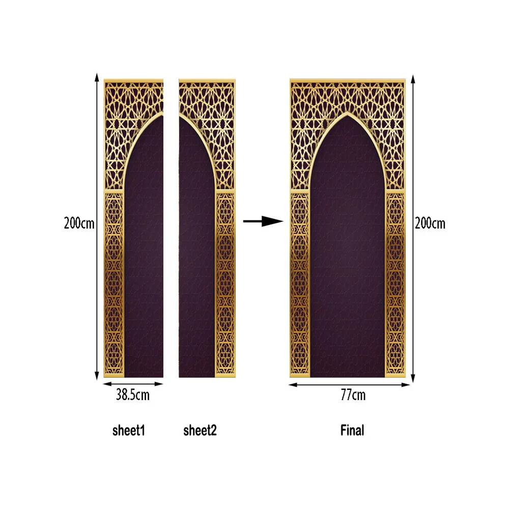 New 2pcs/set 3D Creative Arabic Style Door Stickers Wallpaper Bedroom Living Room Corridor Wall Stickers Home Door Decoration New 2pcs/set 3D Creative Arabic Style Door Stickers Wallpaper Bedroom Living Room Corridor Wall Stickers Home Door Decoration