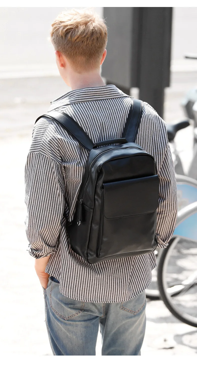 Водонепроницаемый кожаный мужской рюкзак большой емкости школьные сумки повседневные Рюкзаки для мальчиков 14 15 дюймов рюкзак для ноутбука рюкзак для путешествий