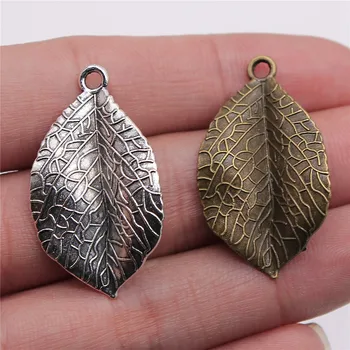 

WYSIWYG 8pcs 35x20mm 2 Colors Antique Silver Color Antique Bronze Plated Vintage Leaf Pendant Leaf Pendant Charm DIY