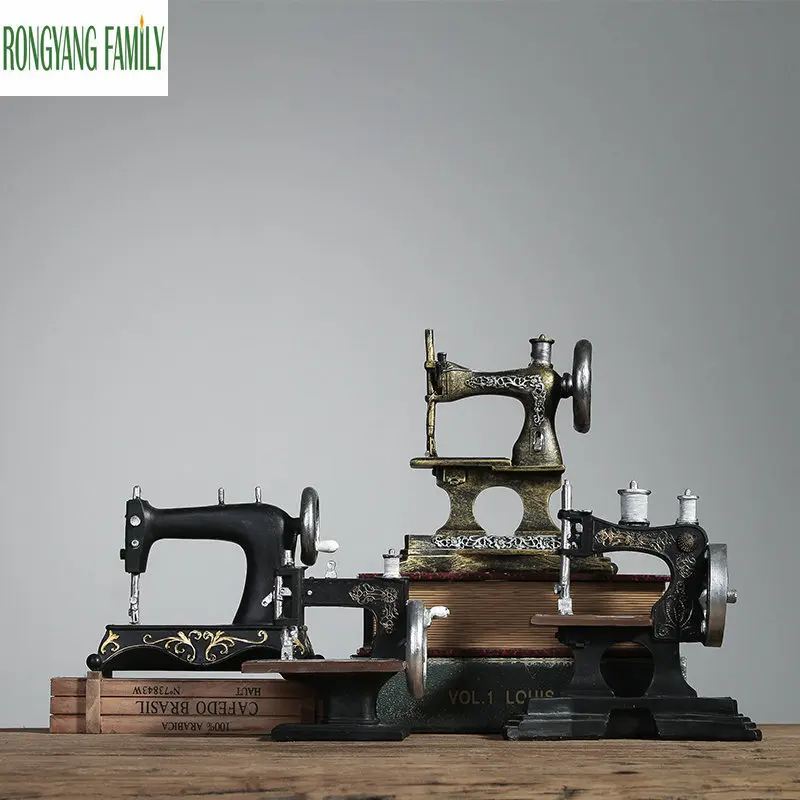 

NEW Retro Sewing Machine Figurines Vintage TV Model Miniatures Craft Ornaments Home Coffee Wedding Decorative Statues Sculptures