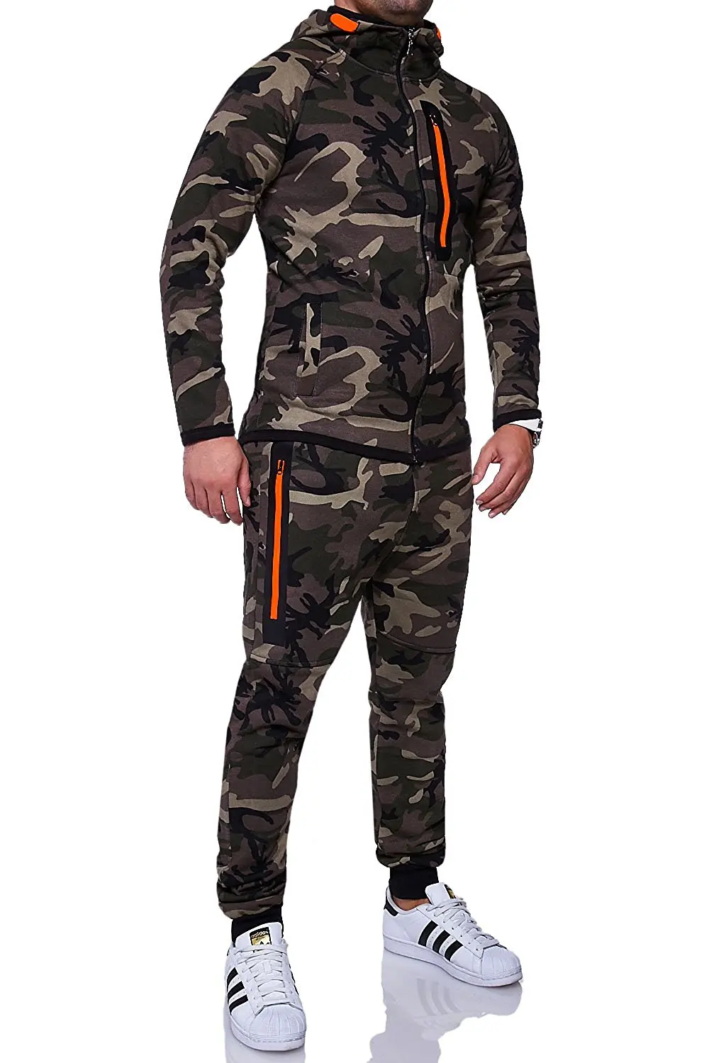 ZOGAA мужские спортивные костюмы камуфляжная куртка с камуфляжным принтом 2 предмета одежды спортивная толстовка с капюшоном и штаны спортивные костюмы военные мужские