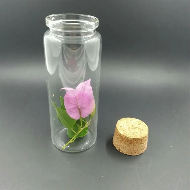 479033mm 100ml Glass Bottles With Cork Clear Transparent Glass Jars Empty Wishing Bottles Wood Stopper 12pcslo