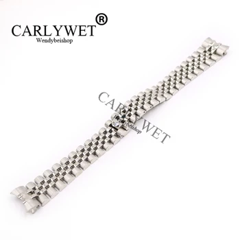 

CARLYWET 20mm 316L Stainless Steel Jubilee Silver Solid Screw Links Wrist Watch Strap With Curved End Bracelet Belt
