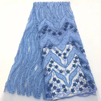 

VILLIEA Pretty Embroidery mesh Tulle lace Fabric 3D Sequins Pattern Beaded African Lace Fabrics Wholesale For Wedding Party