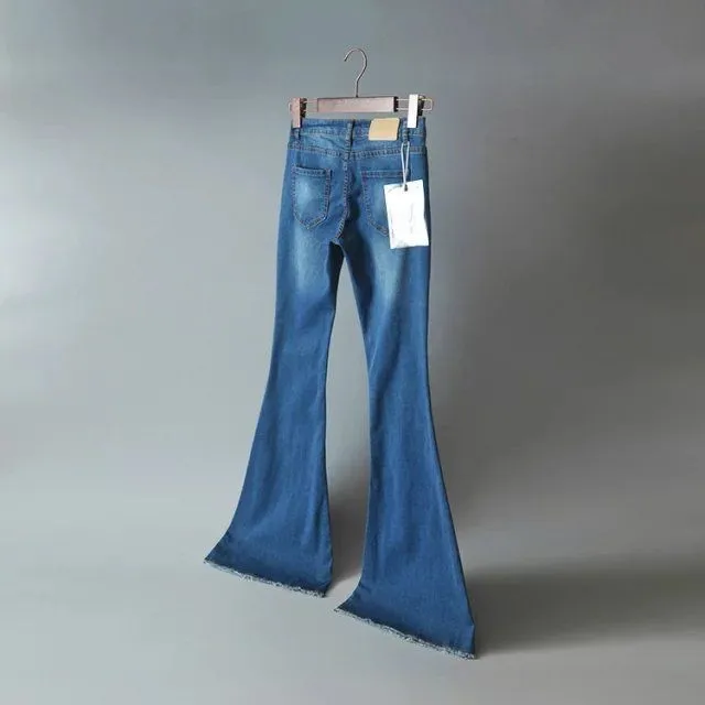 Модные женские джинсы с кроем для женщин, женские ботинки, джинсовые штаны, винтажные широкие расклешенные джинсы, 061801