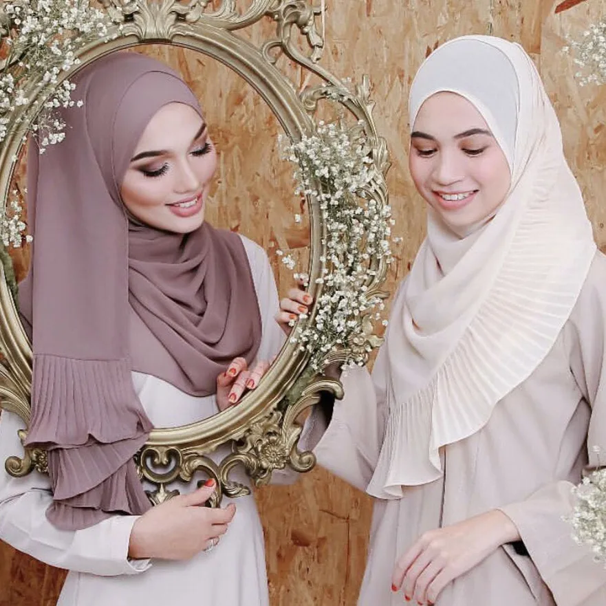 

Ethnic Oversize Muslim Crinkle Chiffon Hijab Head Scarf Women Solid Bubble Shawls And Wraps Soft Islamic Foulard Femme Summer