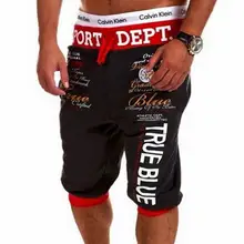 На открытом воздухе летом для занятий спортом, тренажерного зала Для мужчин с буквенным принтом в стиле хип-хоп шаровары беговые с эластичной резинкой на талии штаны капри длиной до икры Штаны M-XXL