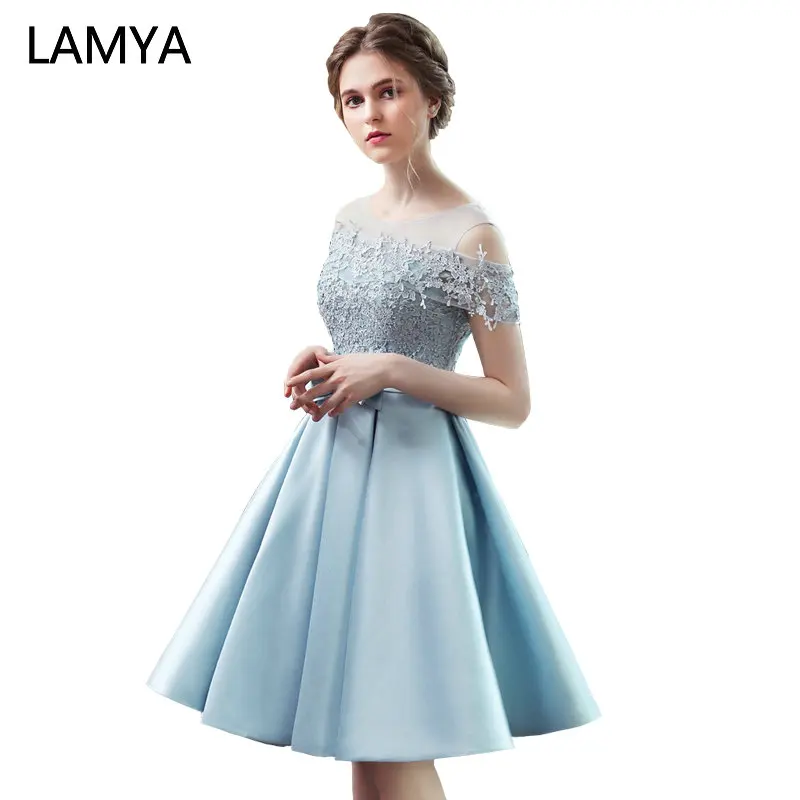 LAMYA 2019 Новое короткое платье для выпускного вечера простые кружевные вечерние