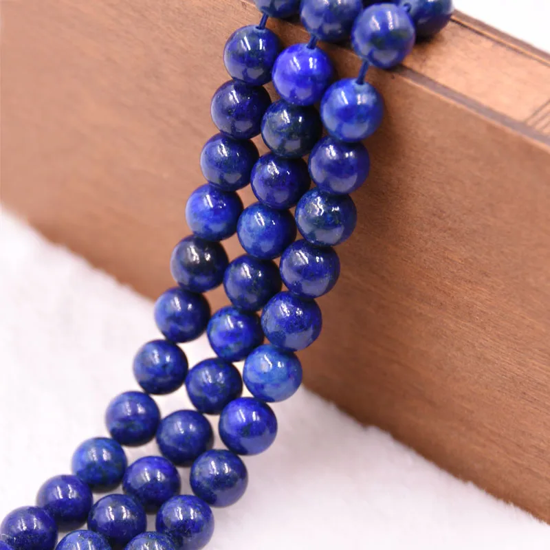 

Natural Stone Round Loose Lapis Lazuli Beads For Jewelry Making Diy Necklace 4 /6/8/10/12mm Pick Size Strand 15''
