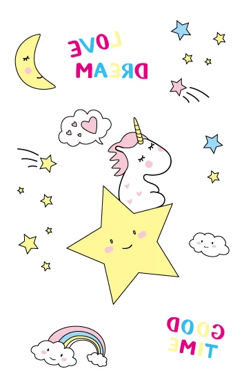 EC47-670 New Cartoon Cute Kids Children Animal Unicorn Horse Temporary Tattoo Sticker Body Art Fake Flash Taty Tatoo - Цвет: EC654