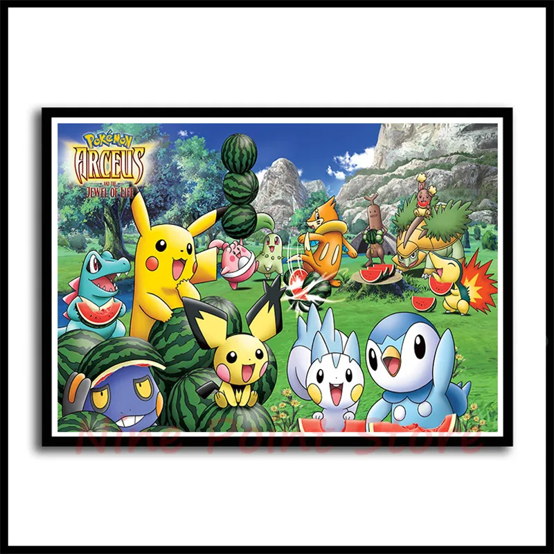 Pokemon бумага с покрытием постер печать Pocket Monster Аниме Картина для гостиной украшение стены бескаркасные - Цвет: Сливовый