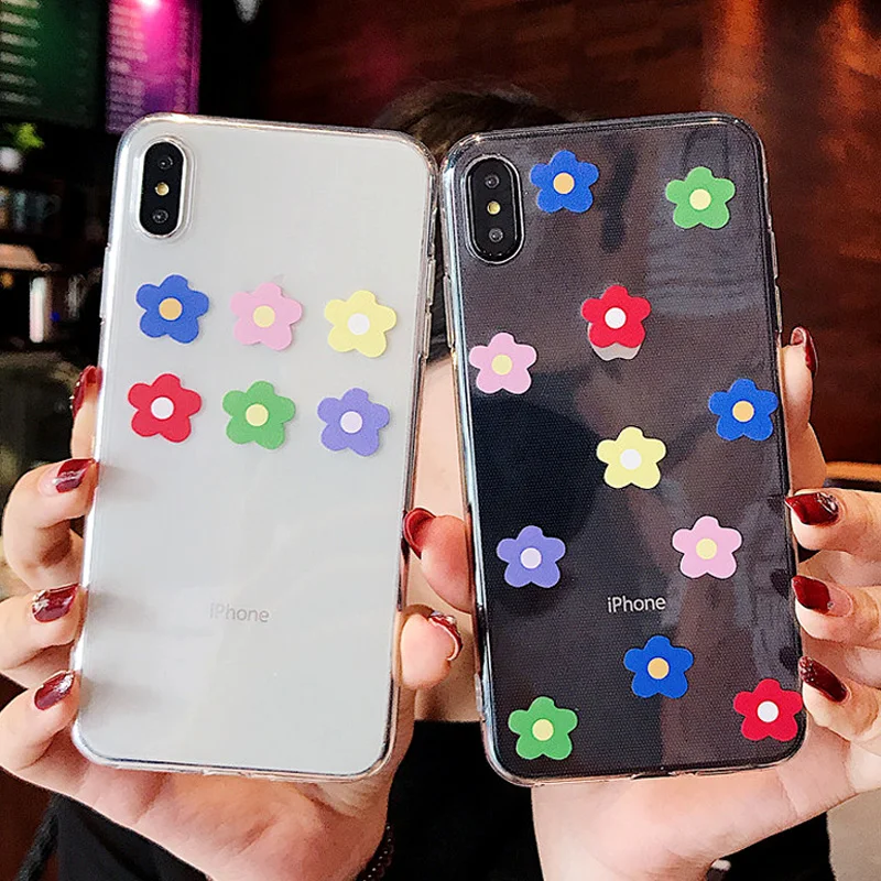 

Moskado Transparent Colorful Flowers Case For iPhone X XS XR Xs Max 7 8 6 6s Plus Soft TPU Floral Clear Phone Cases Back Cover