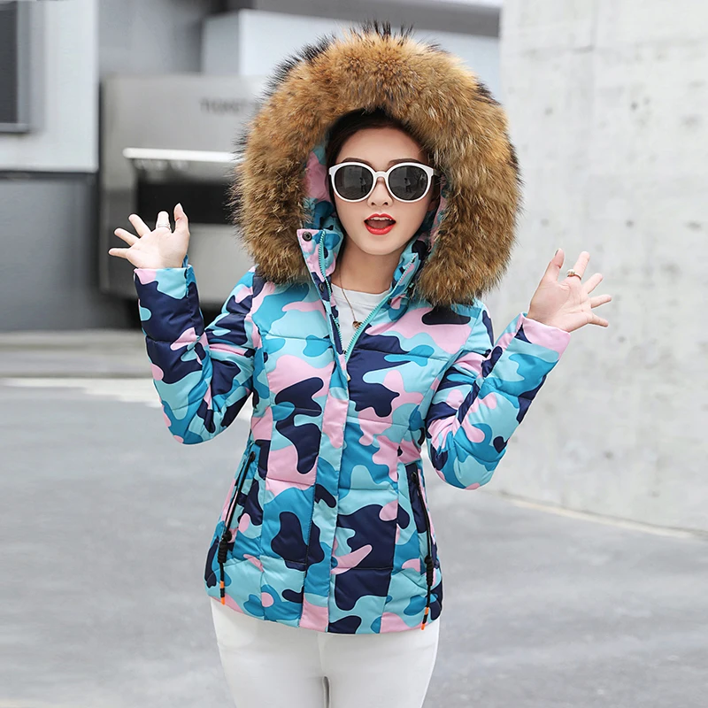

Female Warm Winter Jacket 2019 Fashion Women Hooded Fur collar Down Cotton Coat Solid color Slim Large size Female Coat
