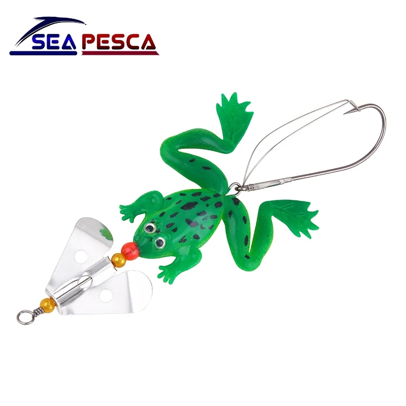 

SEAPESCA Soft Rubber Frog Fishing Lure 75mm 6g Crankbait Simulation Frog Spinner Spoon Silicone Bait Accessories JK182
