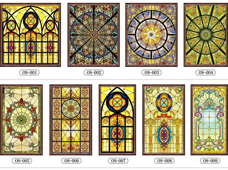 Custom Size European style window fim electrostatic stained glass