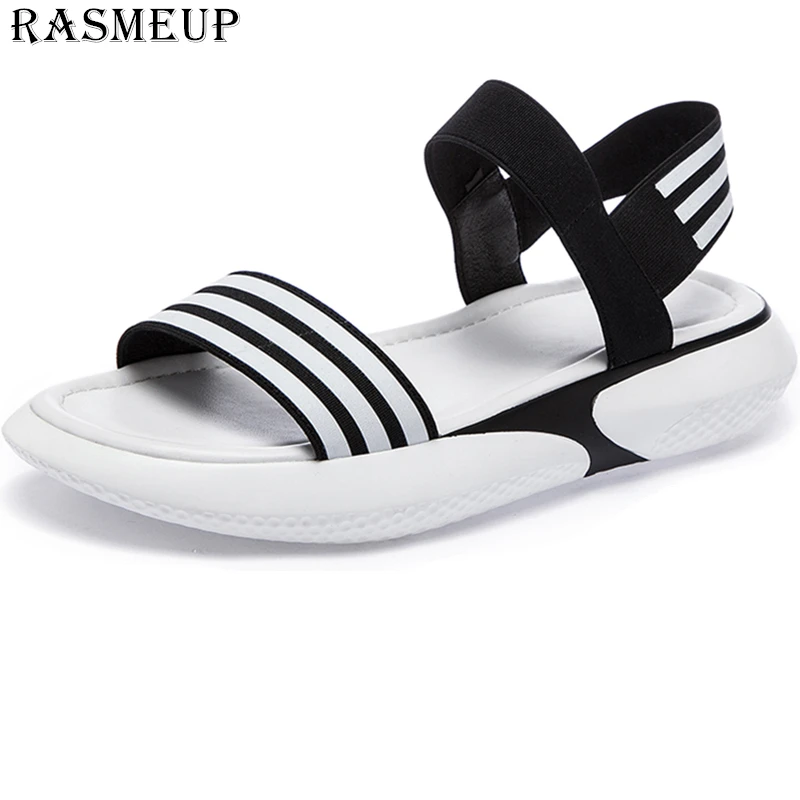 RASMEUP/кожаные сандалии на платформе для женщин Лето 2019 г. женская обувь ботинки с массивным каблуком Мода Пряжка толстой подошве