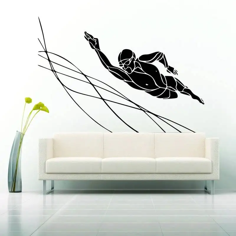 Swim Wall Sticker Car Swimmer Decal Swimming Posters Vinyl Decals Decor Mural | Дом и сад