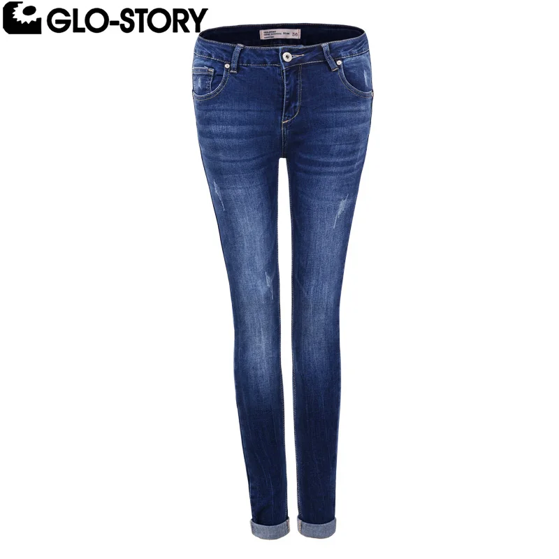 GLO STORY Women Soft Skinny Jean Femme Back Pocket Leather