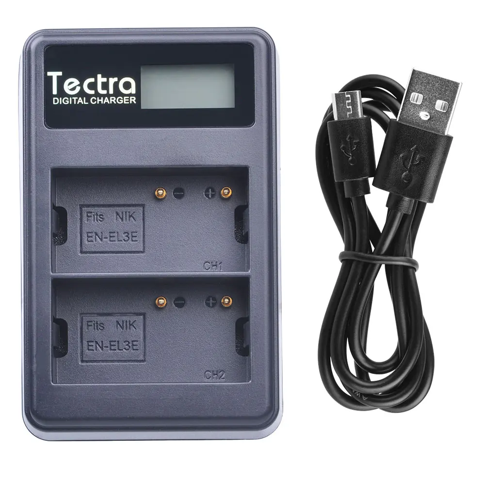 Tectra High Quality EN-EL3E EN EL3E LCD USB Dual Charger for Nikon D30 D50 D70 D90 D70S D300 ENEL3E Battery | Электроника