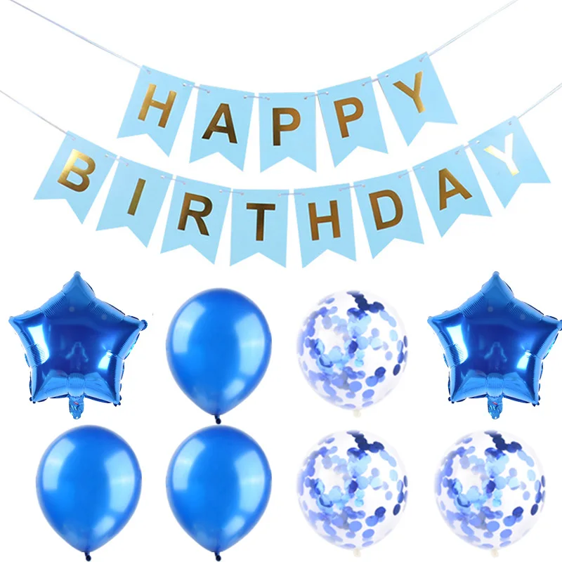 Новые продукты с днем рождения воздушный шар буквы фольгированные шары Детские Игрушки гелиевые партии аэростат Для с - Цвет: blue banner set