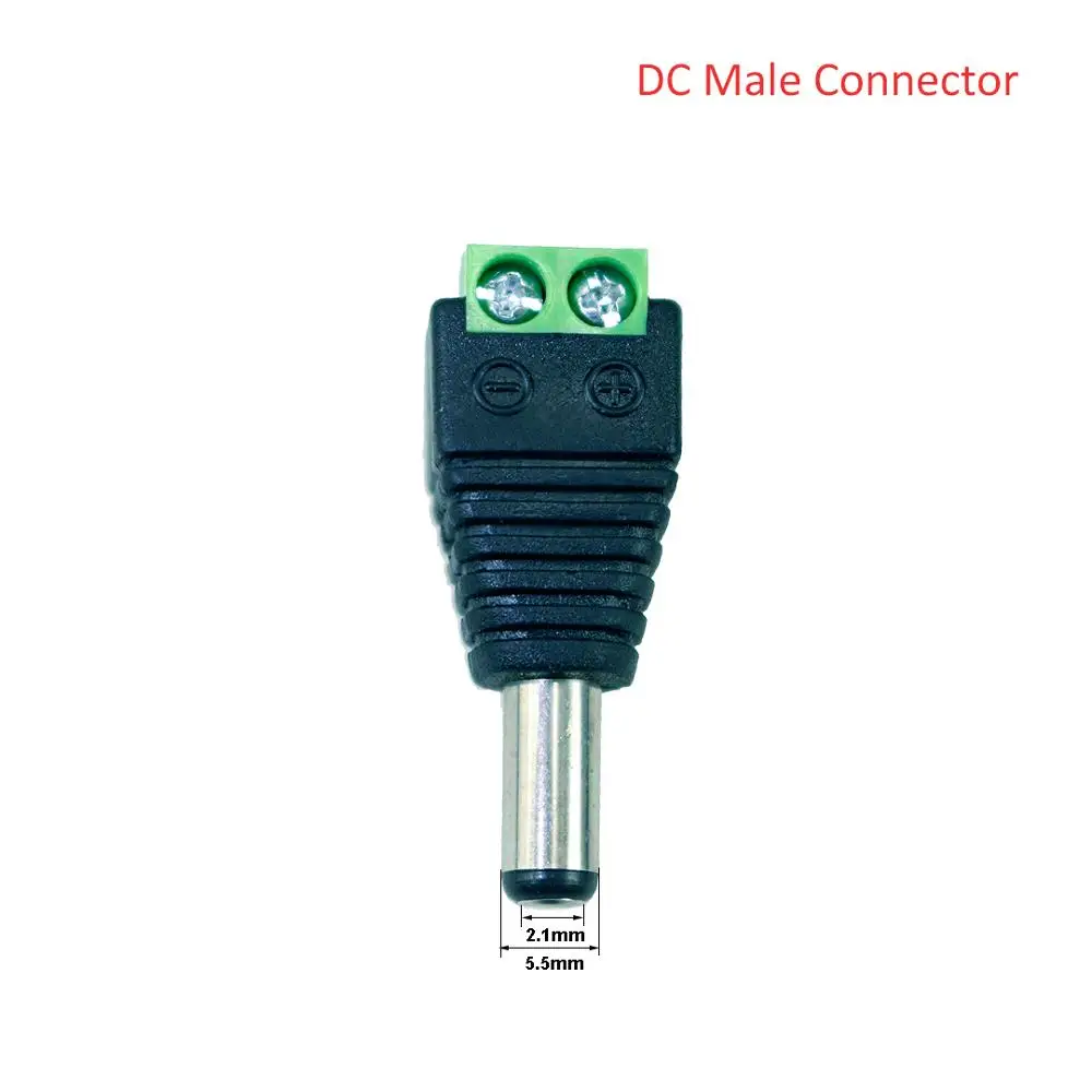 2,1*5,5 мм разъем постоянного тока Мужской Женский Разъем питания адаптер штекер кабельный разъем для 3528 5050 Светодиодная лента светильник CCTV камеры JQ - Цвет: Male