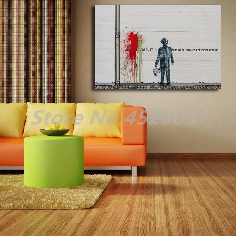 

Banksy Graffiti Stavange Norway Wallpaper HD Canvas Painting Print Living Room Home Decor Modern Wall Art Oil Painting Poster