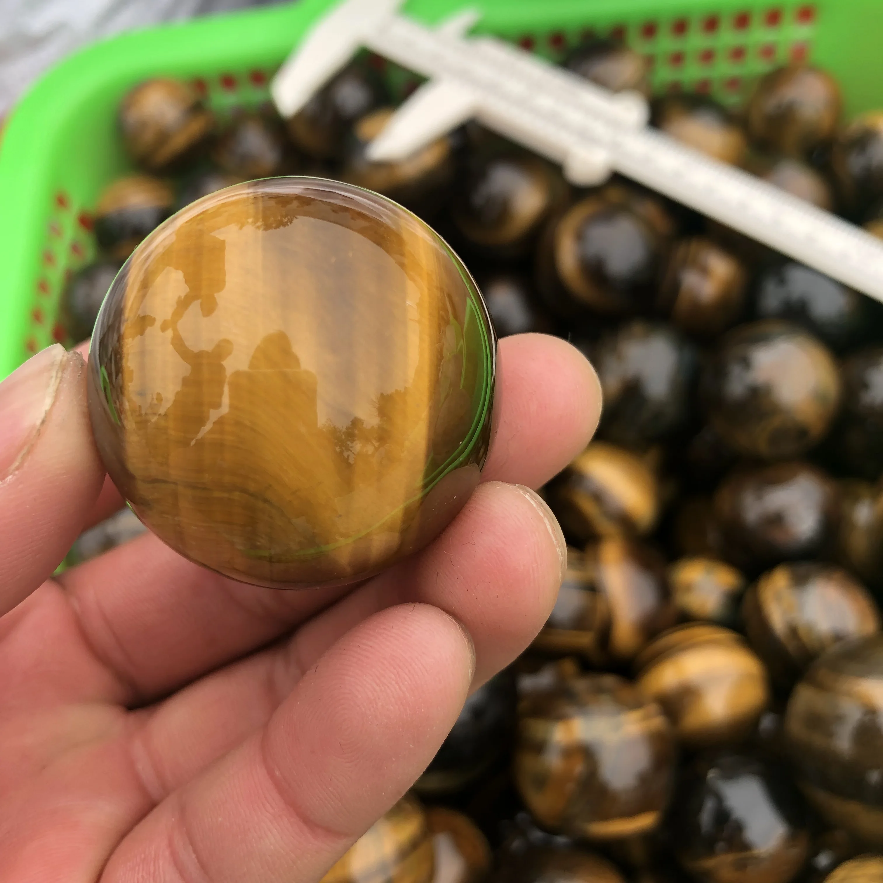 

7pcs Healing with a very natural golden tiger eye crystal ball