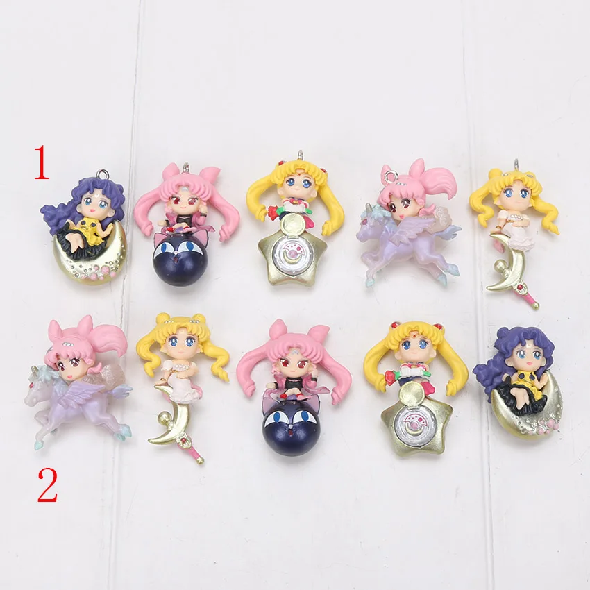 

5pcs/set Sailor Moon Twinkle Dolly 3 Figure Toy Chibi Moon Queen Serenity Kaguya princess Black Lady & Luna