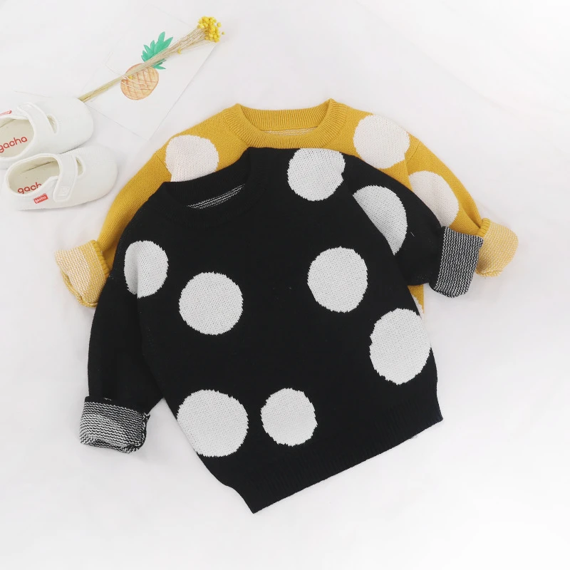 Blusas de Inverno do Bebê Blusas de Malha Moda Infantil Blusas Dot Meninos Meninas Crianças Pullover Roupas Casuais Meninos 0 5 Anos 6 Cheap Suéteres
