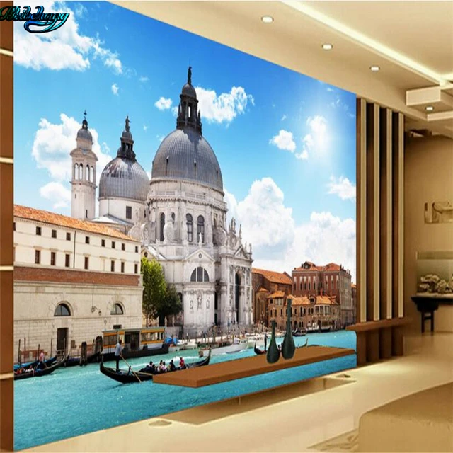 beibehang large custom venetian water castle 3d stereo tv living room bedroom background home decoration