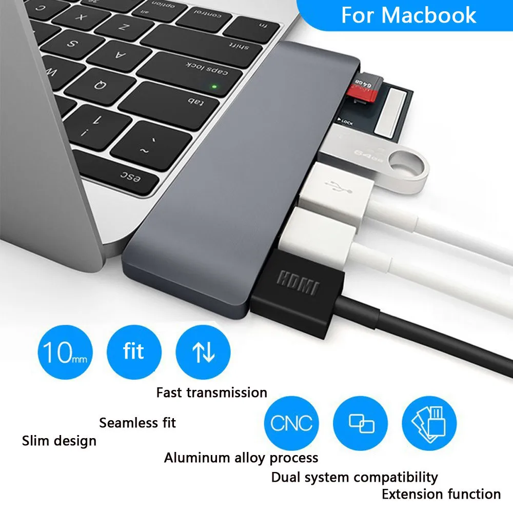 USB 3 0 концентратор Type C к 4K * 2K HDMI адаптер для чтения карт MacBook Pro Поддержка 1 superspeed 63