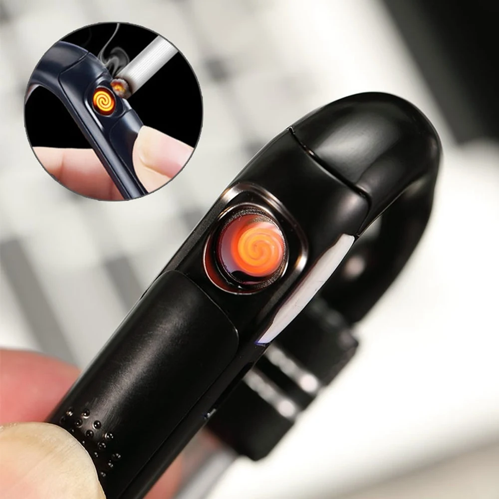 Электрическая зажигалка с гнездом usb металлический портативный карабин беспламенный перезаряжаемый ветрозащитный электронная сигаретная плазма зажигалки