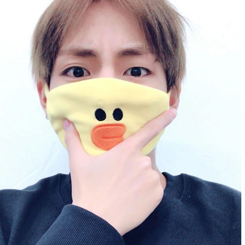 Новый kpop BTS Bangtan маска для мальчиков рот JUNG KOOK же цыпленок Салли коричневый медведь Пылезащитная теплая маска для лица Муфельная респиратор хлопок - изображение