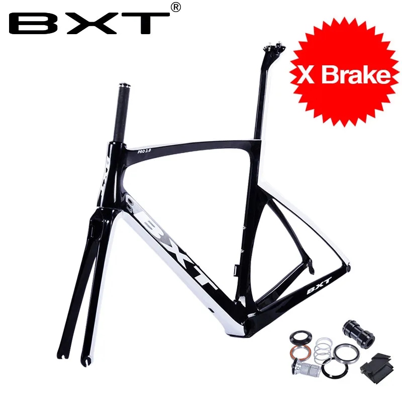 Excellent BXT 2018 Full Carbon bicycle frame matte/glossy 5 color super light DI2 Frame+Fork+headset X brakes road carbon bike frame parts 1