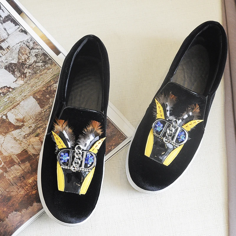 

Women's Flowers Embroidery Velvet Slip-on Flats Loafers Brand Design Platform Brogues Leisure Espadrilles Moccasins Shoes Women