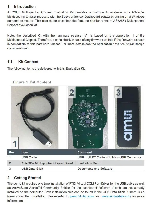 1 шт. х AS7265X DEMO KIT V3.0 набор для разработки многоспектрального чипсета