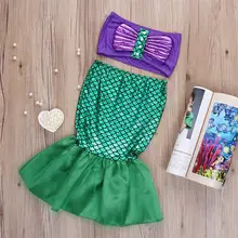 Комплект бикини для девочек 2-7 лет из 3 предметов; одежда для купания для девочек с хвостом русалки; летний детский купальник для девочек; купальный костюм