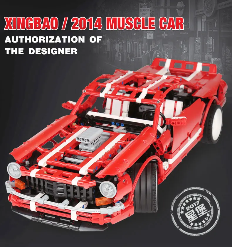 

XingBao 07001 2000Pcs Creative MOC Series The 2014 Muscle Car Set children Educational Building Blocks Bricks Toys Model Gifts