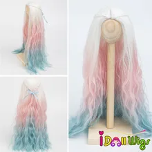 Высокое качество кукольные волосы парики термостойкие провода белый розовый синий Ombre цвет парики для BJD куклы