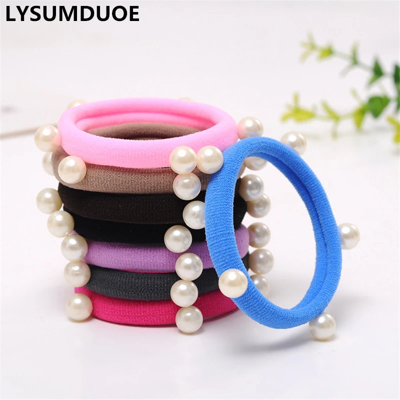 Fashion Rivet Hair Bow Accessories Elastic Bands Towel Ring Crystal Pearl Polyester Headband Women Girl Scrunchy Accessory |